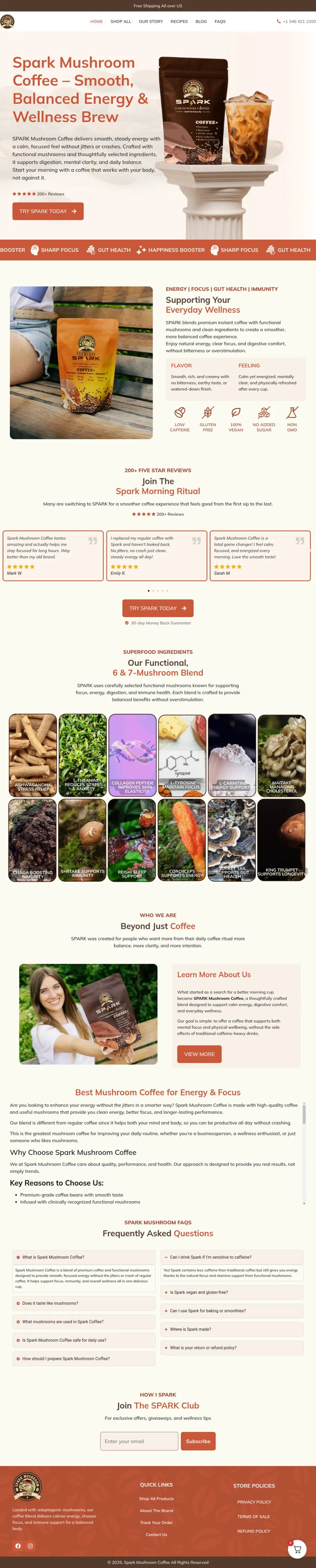 Spark Mushroom Coffee — full page